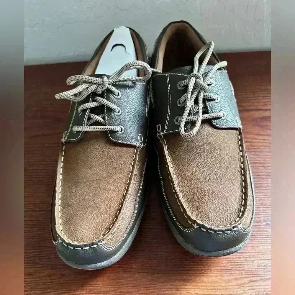 Men’s Boat Shoes Florsheim Lakeside Ox New Size 11XW Brown Leather Upper